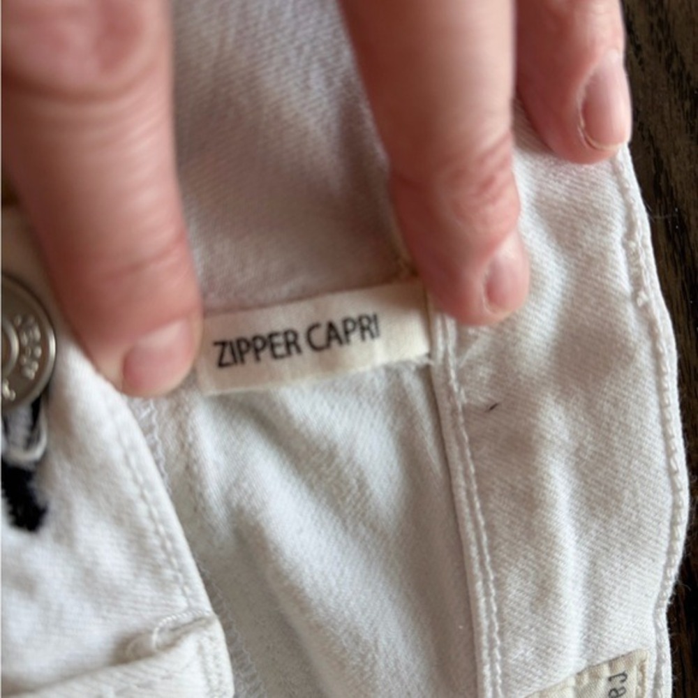 Rag & Bone Zipper Capri White Distressed Skinny Jeans Size 28 Ankle Zip - Picture 4 of 7